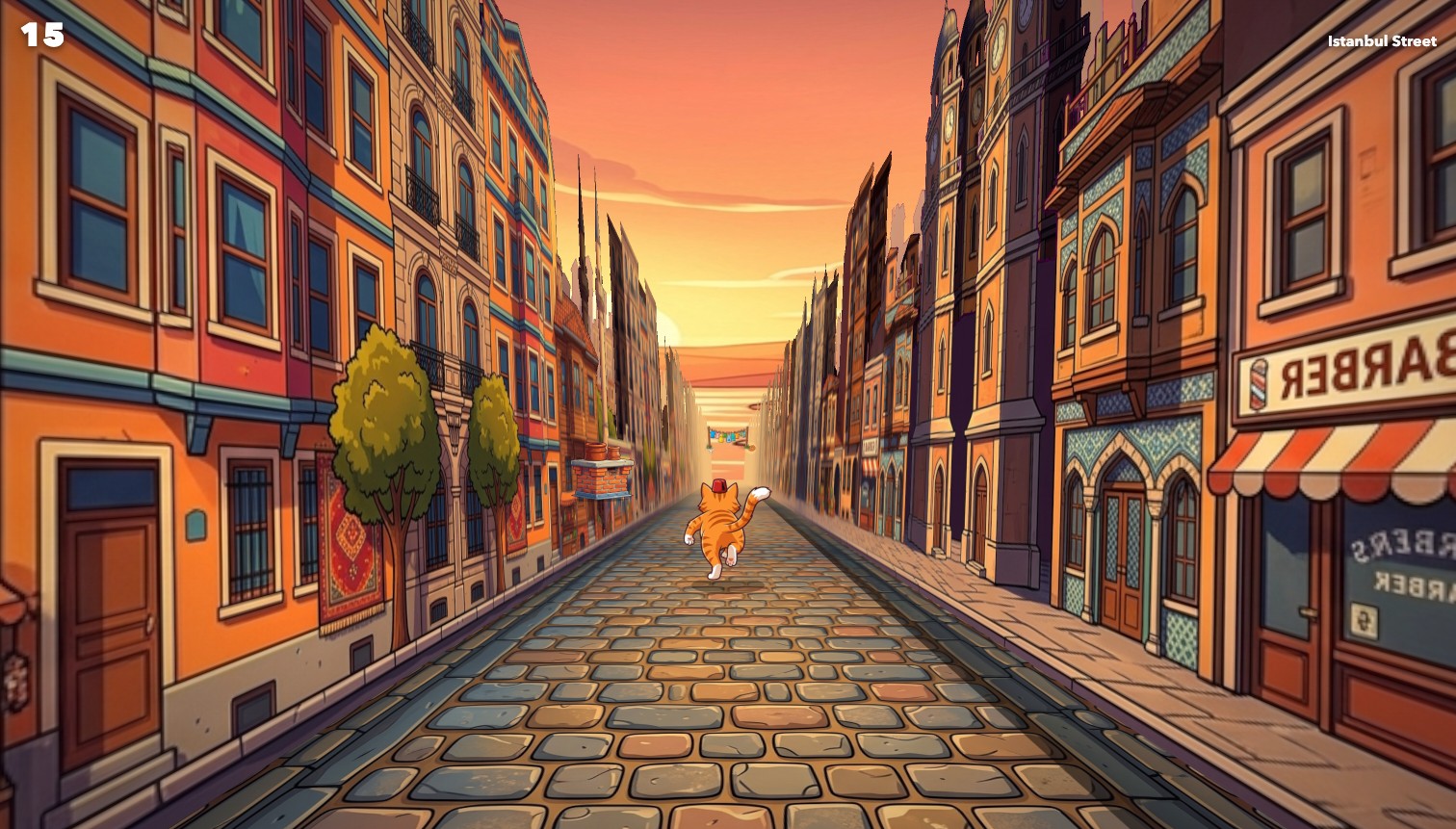 A cinematic 3D runner corridor through an Istanbul-inspired city